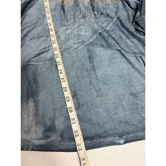 Fleur De Lis Blue Gray Ombre Cowl Neck Tunic Sweater Sz S Linen Blend Tulip Hem - Picture 9 of 9